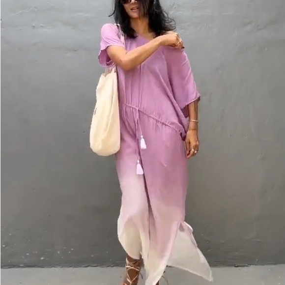 STYLE PARK MAXI KAFTAN DRESS - BNWT - ONE SIZE - PINK/CREAM OMBRE - Picture 11 of 11